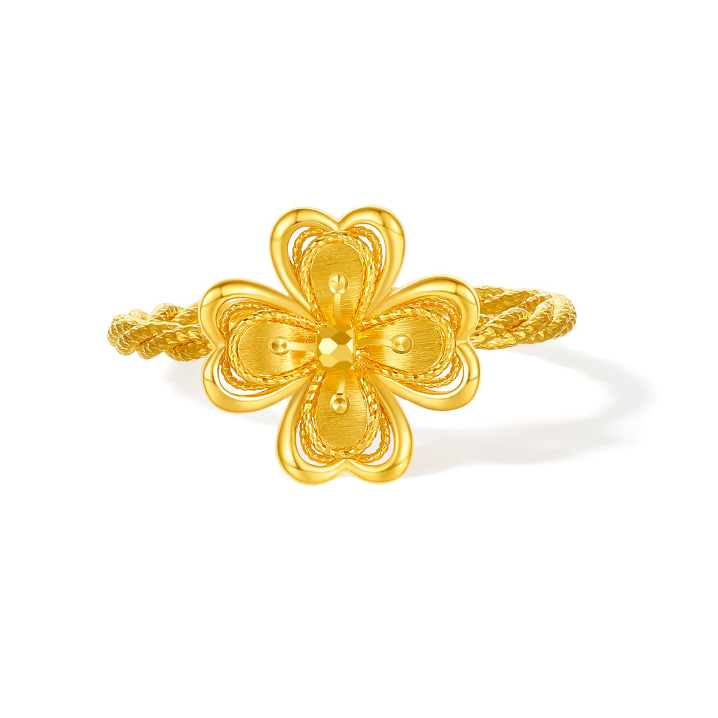 "Princess Wedding" 24K Gold Ring Clover 1.91-4.01g A0122048