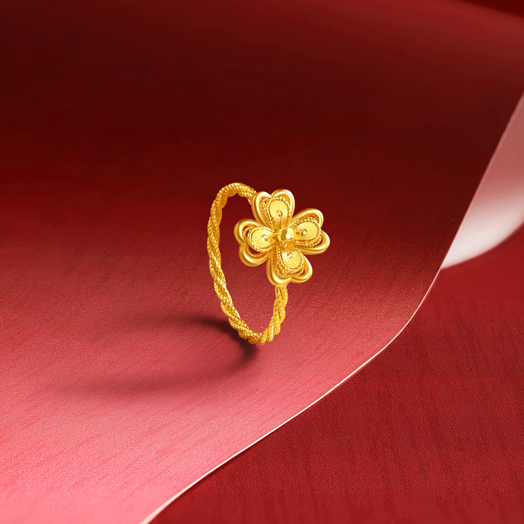 "Princess Wedding" 24K Gold Ring Clover 1.91-4.01g A0122048