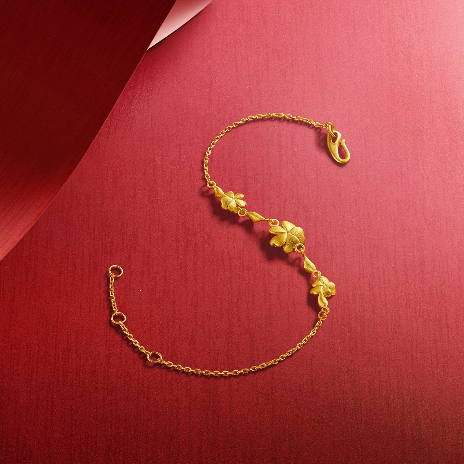 "Princess Wedding" 999 24K Gold Chain Bracelet Flower 3.88-4.18g A0722053