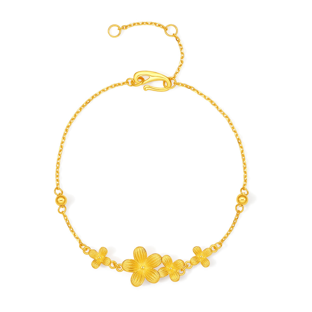 "Princess Wedding" 24K Gold Chain Bracelet Flower 3.77-4.17g A0722055