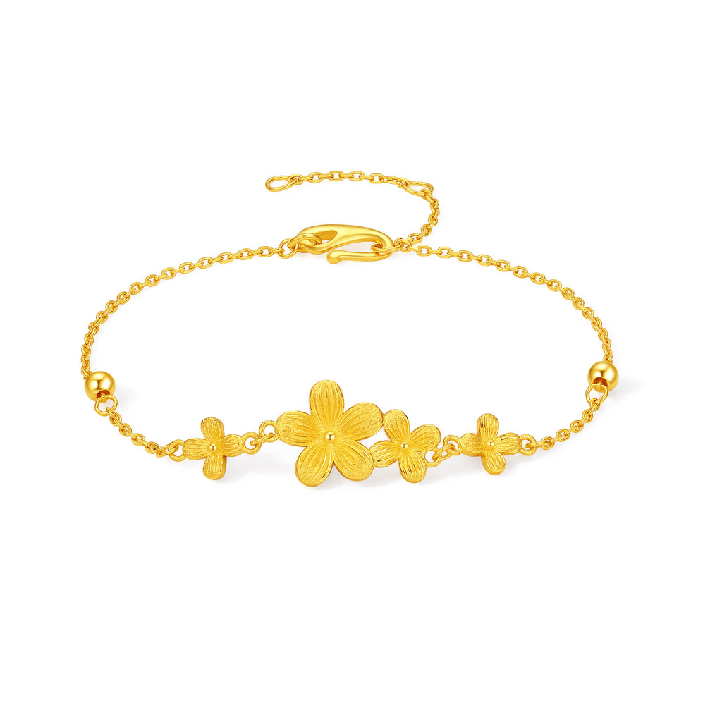"Princess Wedding" 24K Gold Chain Bracelet Flower 3.77-4.17g A0722055
