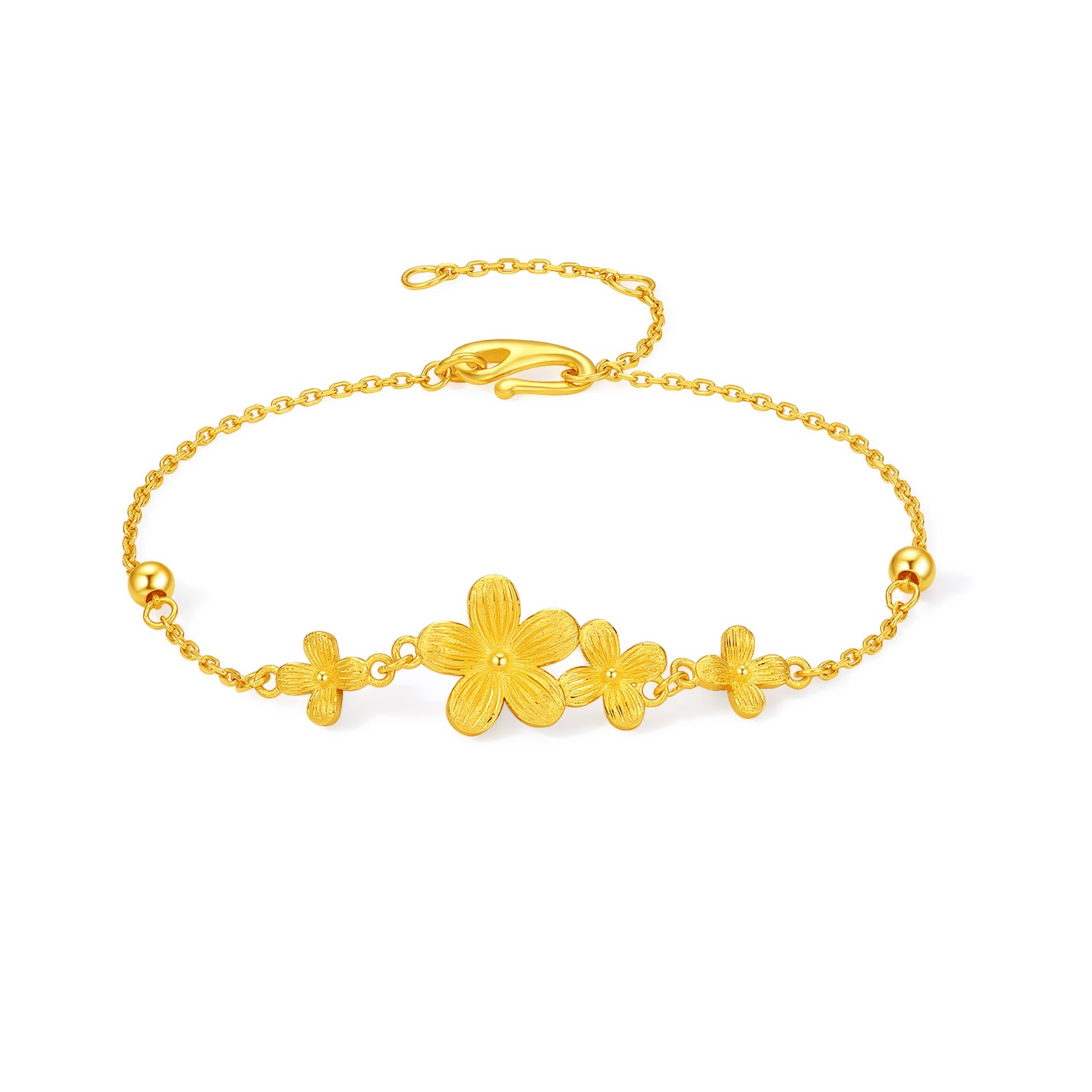 "Princess Wedding" 24K Gold Chain Bracelet Flower 3.77-4.17g A0722055