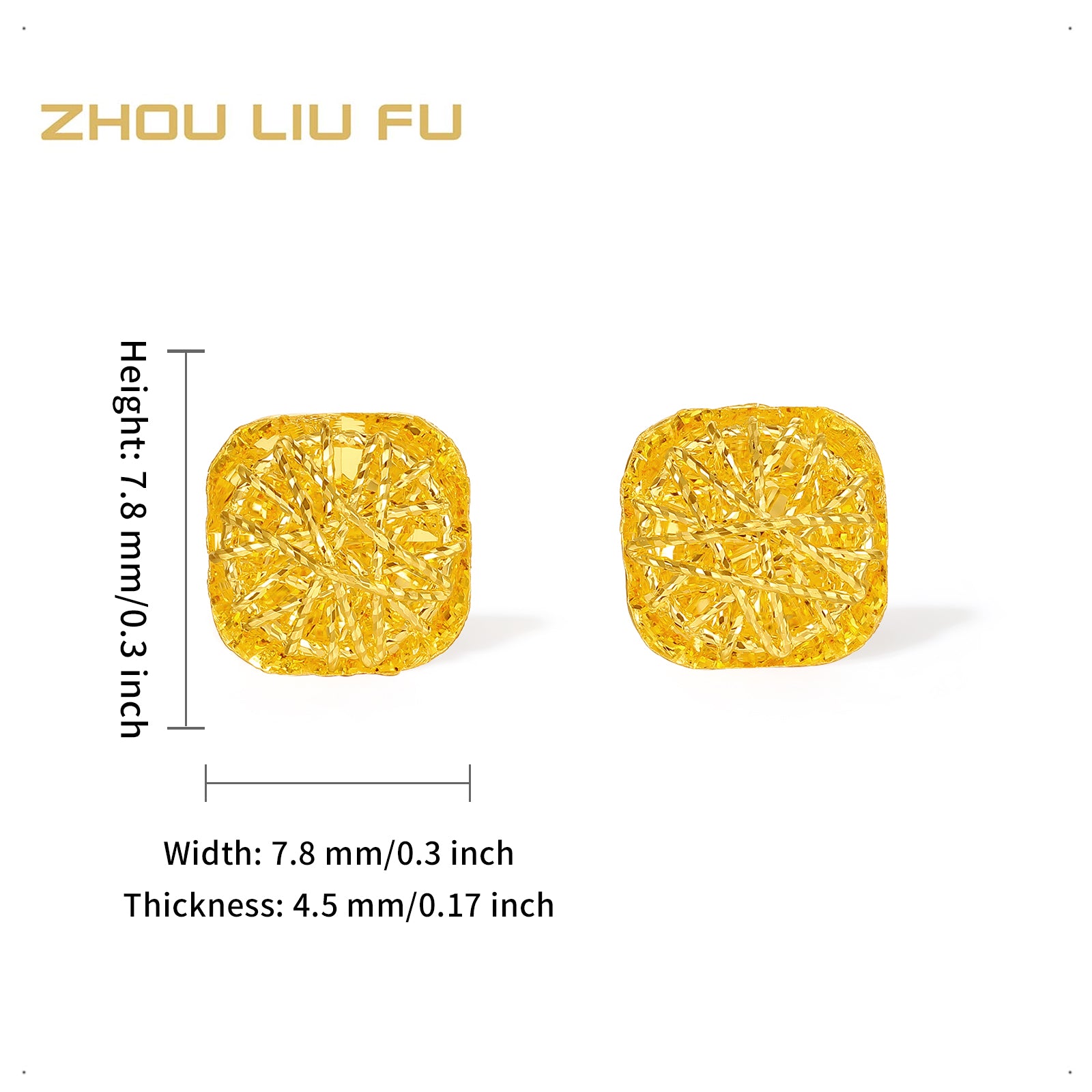 24K Gold Earrings Geometry 1.94-2.24g A0913173