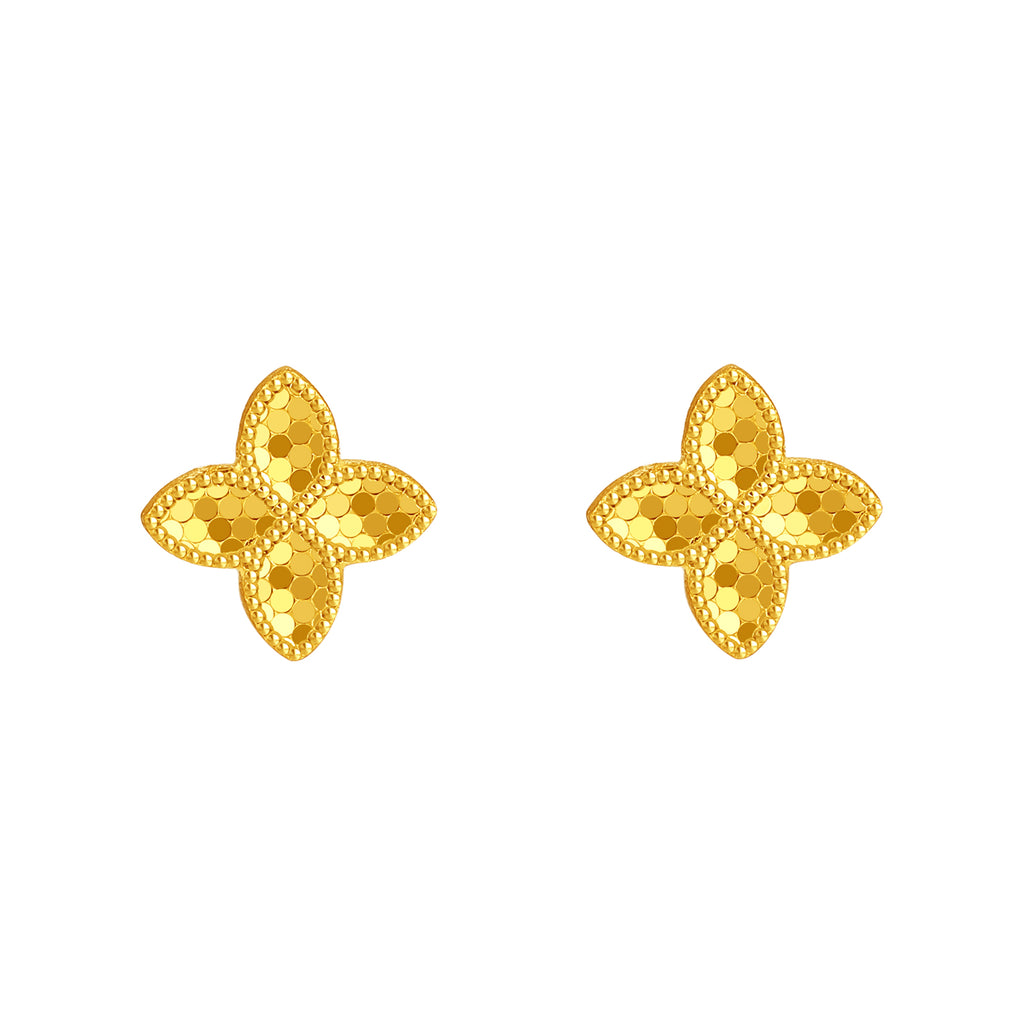 24K Gold Earrings Clover 0.85-1.15g A0921141