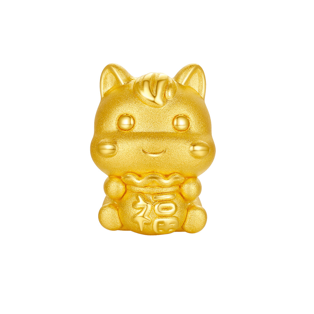 'Year of the Horse' 24K Gold Charm Bracelet Horse Fortune Bag 0.7-1g 17cm & 19cm A1615526