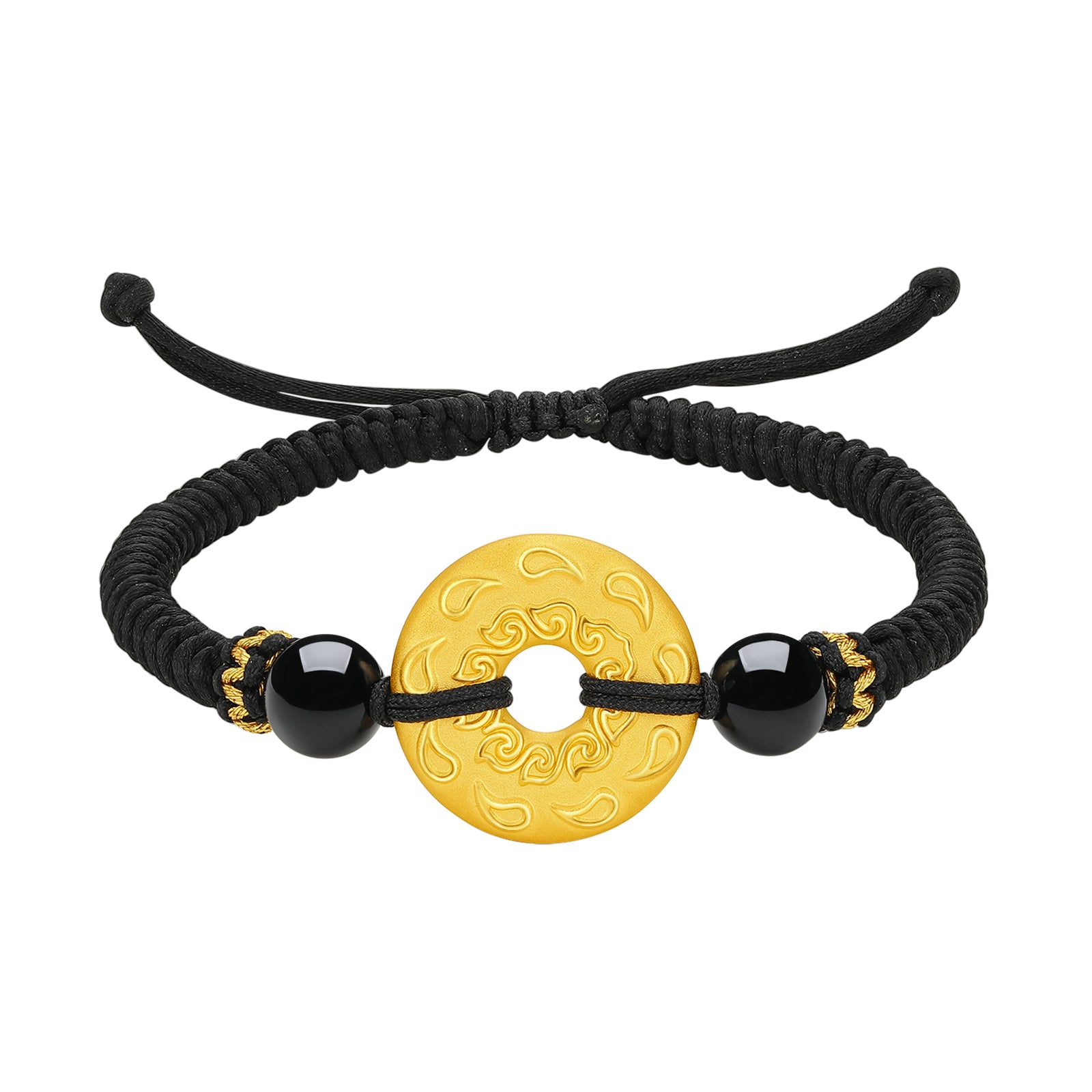 24K Gold String Bracelet Peace Buckle 1.9-2.2g A1712065