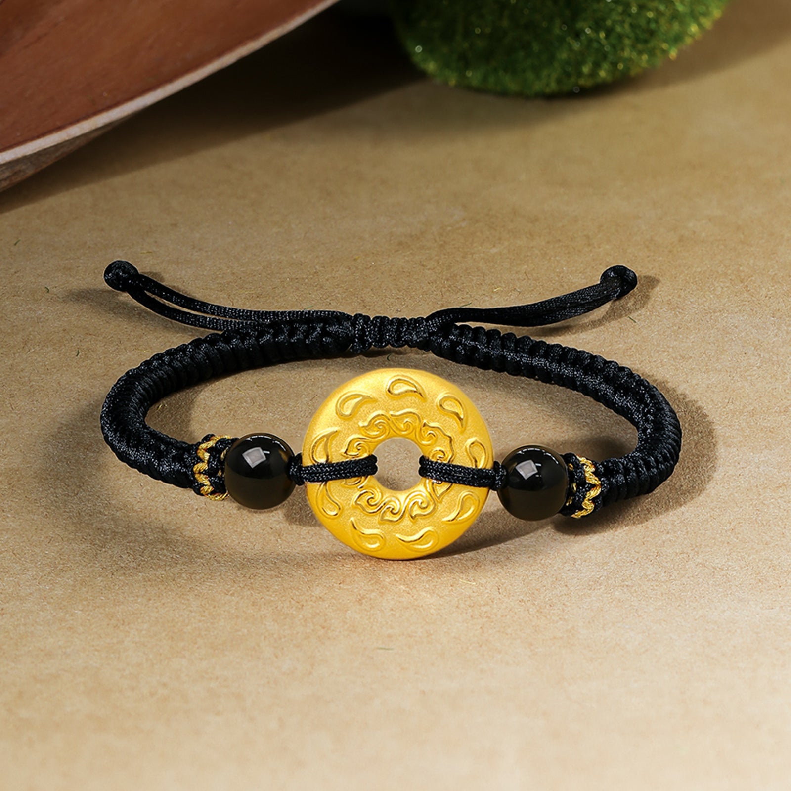 24K Gold String Bracelet Peace Buckle 1.9-2.2g A1712065