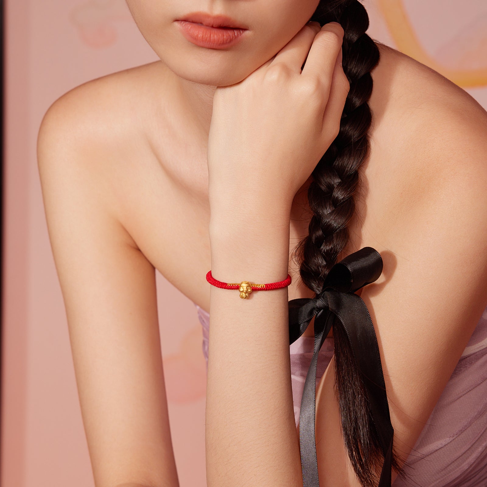 "Chinese Zodiac Snake" 24K Gold String Bracelet Snake 0.35-0.5g A1713121