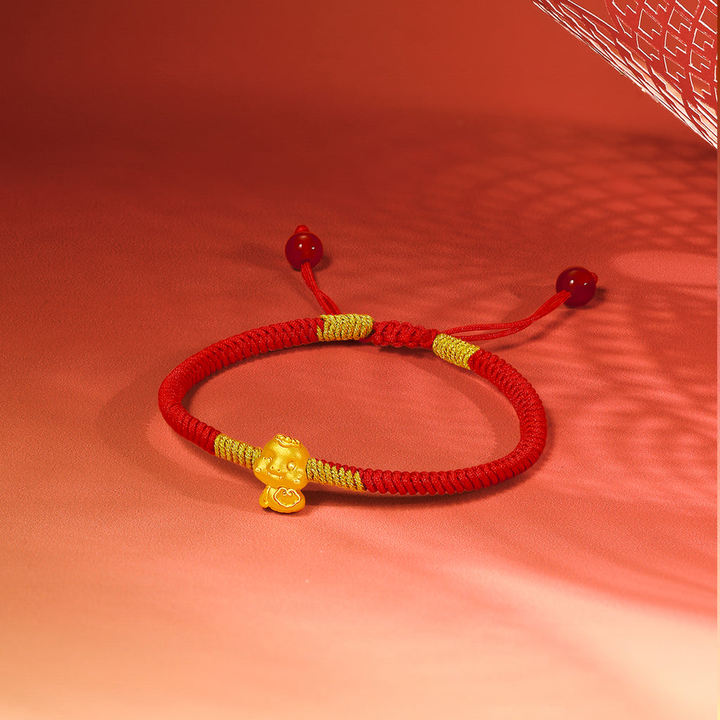 "Chinese Zodiac Snake" 24K Gold String Bracelet Snake 0.35-0.5g A1713124