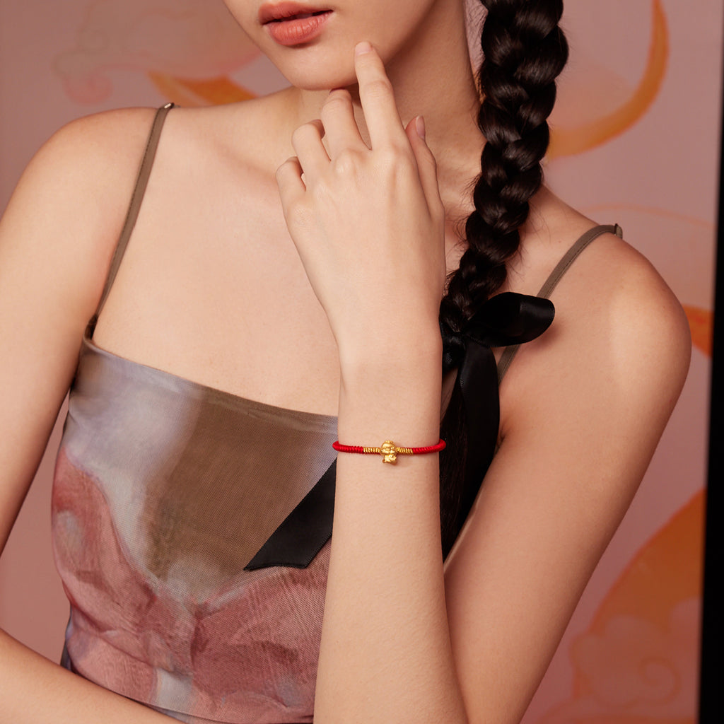 "Chinese Zodiac Snake" 24K Gold String Bracelet Snake 0.35-0.5g A1713124