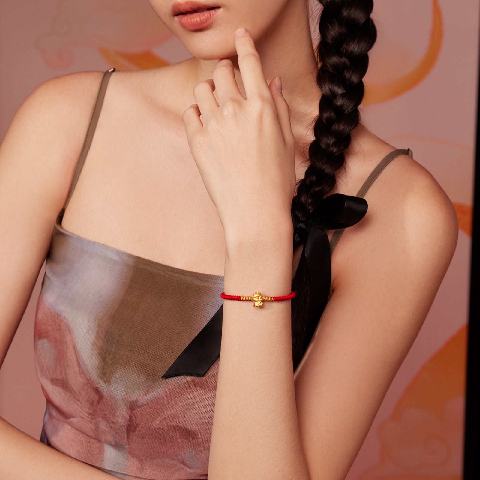 "Chinese Zodiac Snake" 24K Gold String Bracelet Snake 0.35-0.5g A1713124