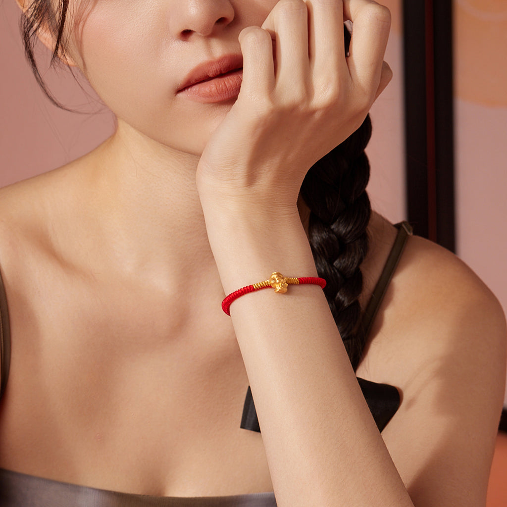 "Chinese Zodiac Snake" 24K Gold String Bracelet Snake 0.35-0.5g A1713124