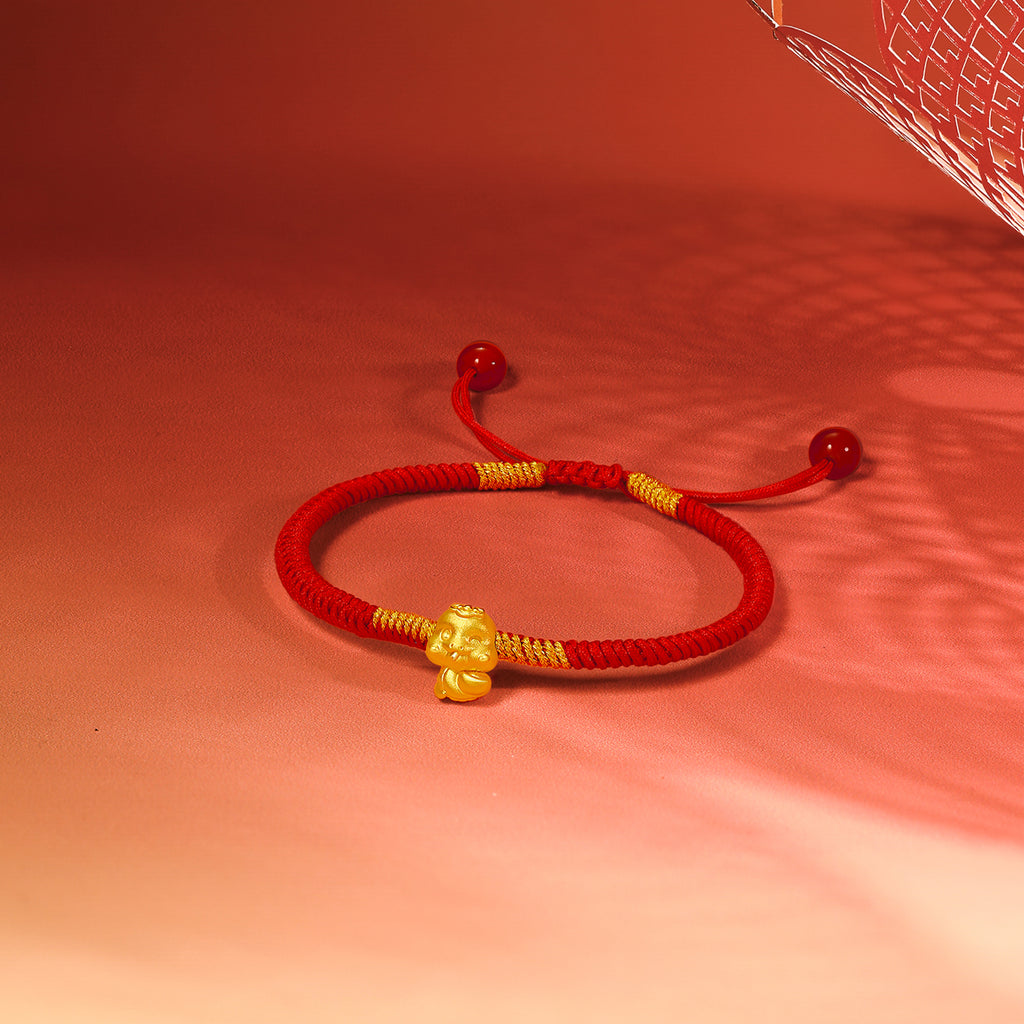 "Chinese Zodiac Snake" 24K Gold String Bracelet Snake 0.35-0.5g A1713125