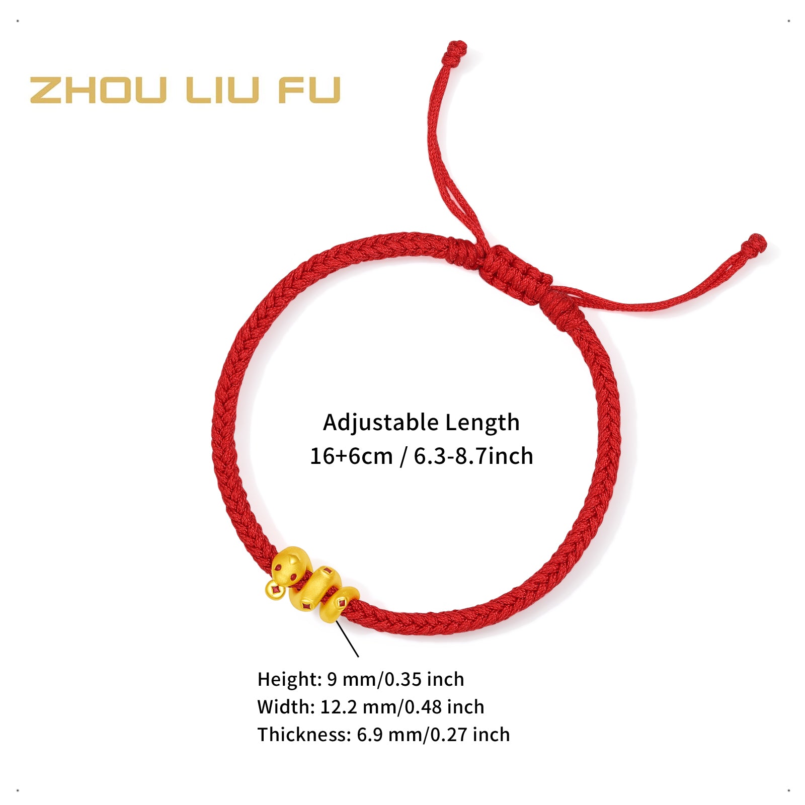 "Chinese Zodiac Snake" 24K Gold String Bracelet Snake 0.6-0.9g A1714412