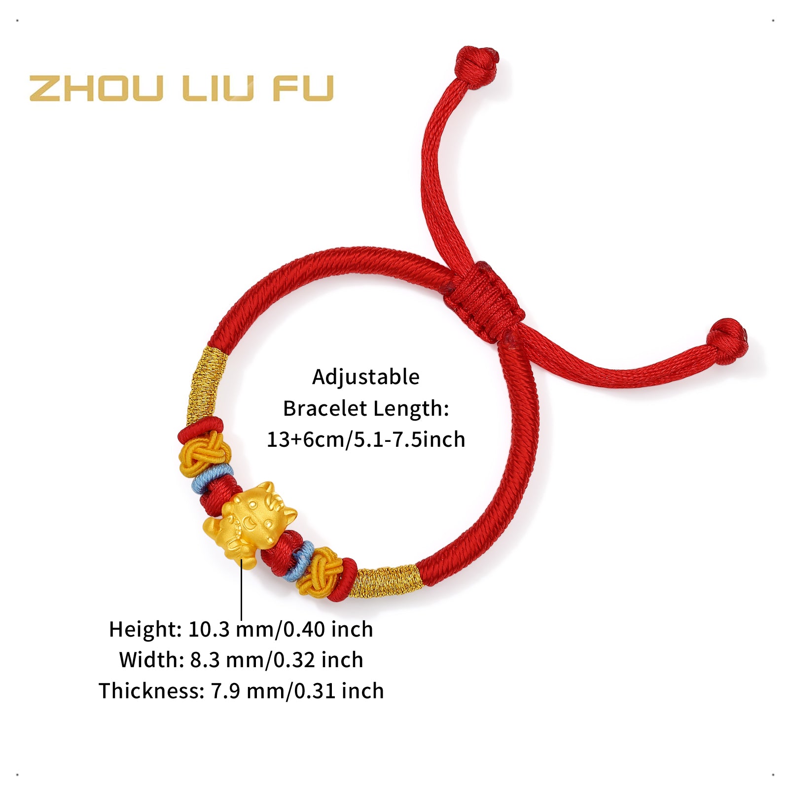 'Year of the Horse' 24K Gold String Bracelet Horse 0.6-0.9g 13cm-19cm A1715523