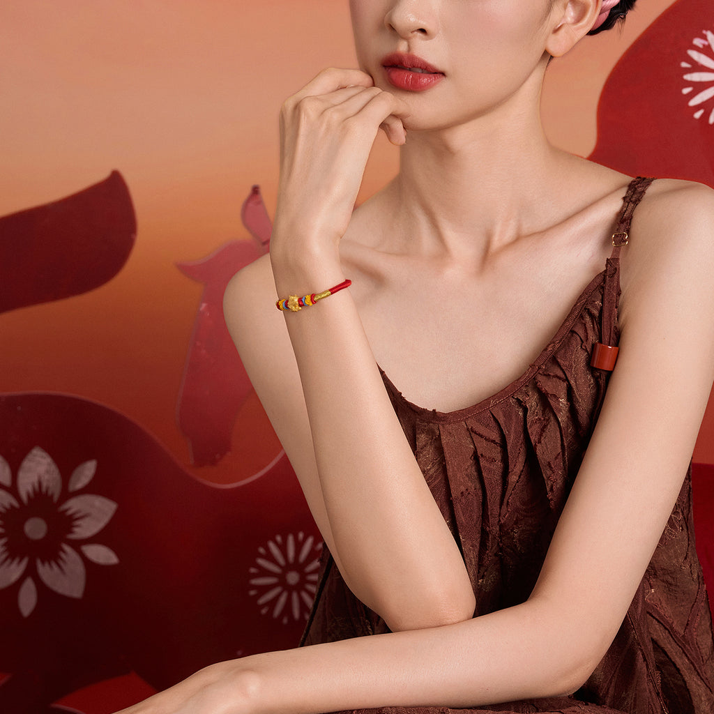 'Year of the Horse' 24K Gold String Bracelet Horse 0.6-0.9g 13cm-19cm A1715522