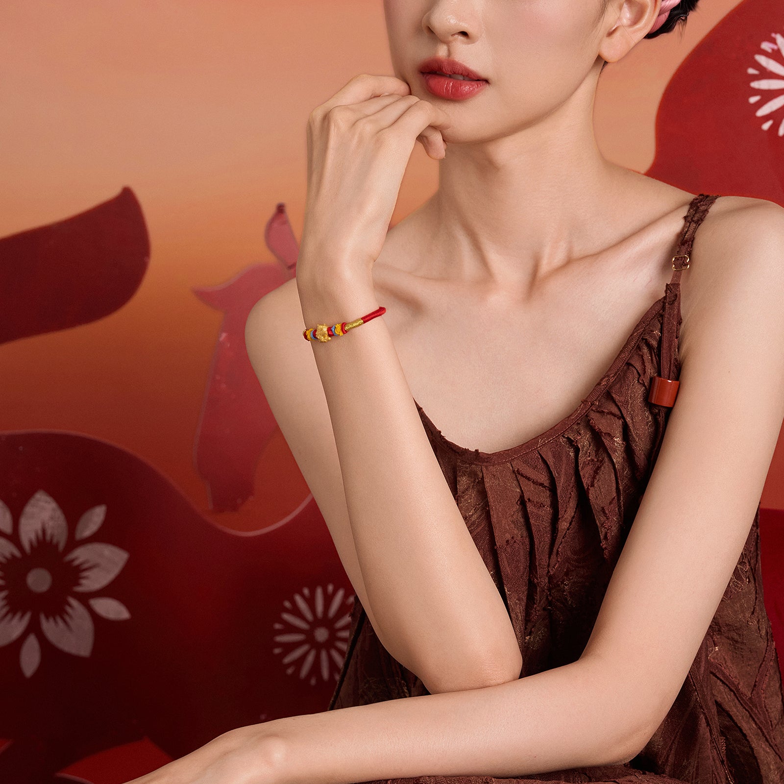 'Year of the Horse' 24K Gold String Bracelet Horse 0.6-0.9g 13cm-19cm A1715523