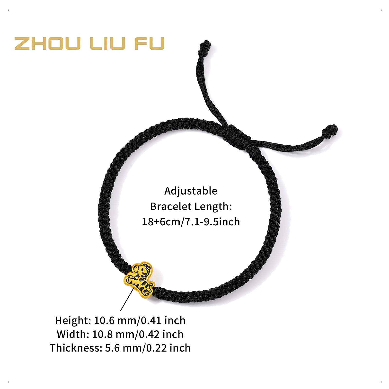 'Year of the Horse' 24K Gold String Bracelet Horse 0.6-0.9g 13cm-19cm A1715524