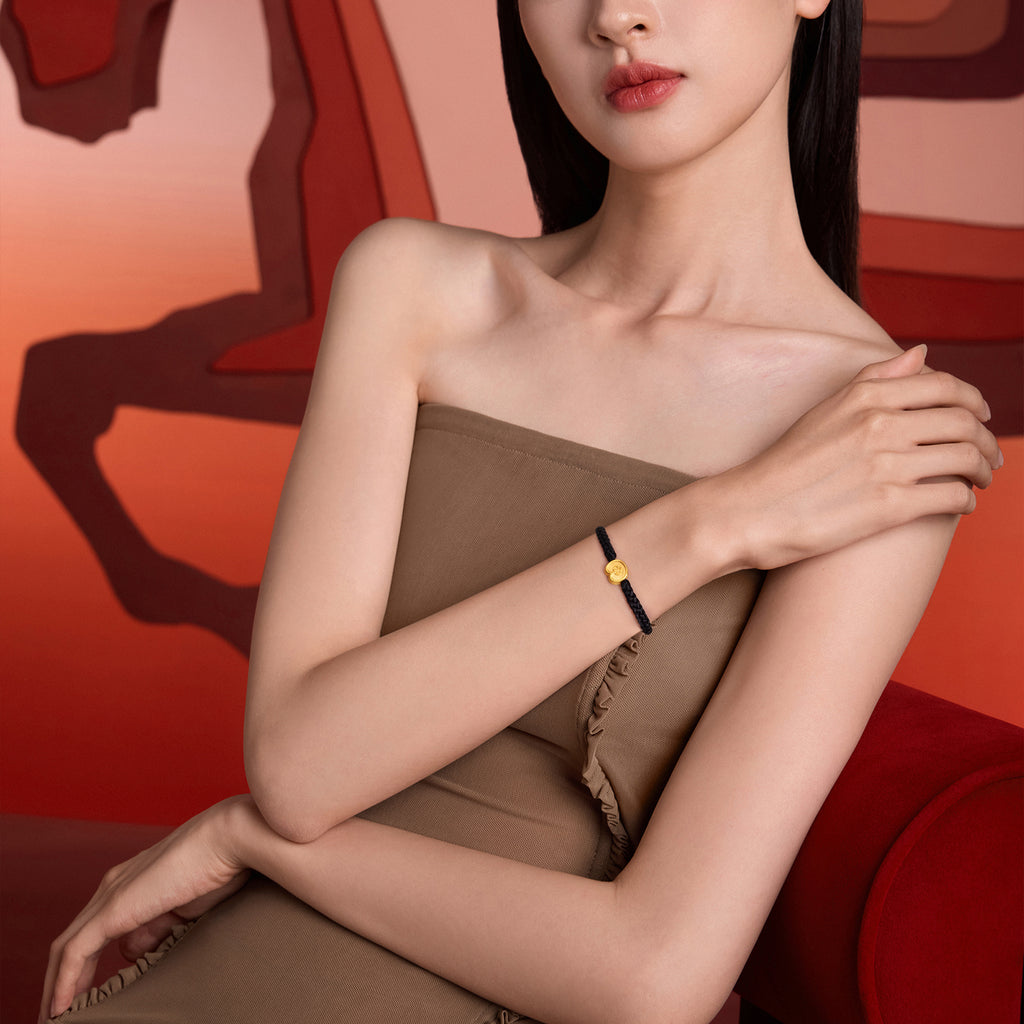 "Year of the Horse"  24K Gold String Bracelet 0.7-1g 18cm-24cm A1716117