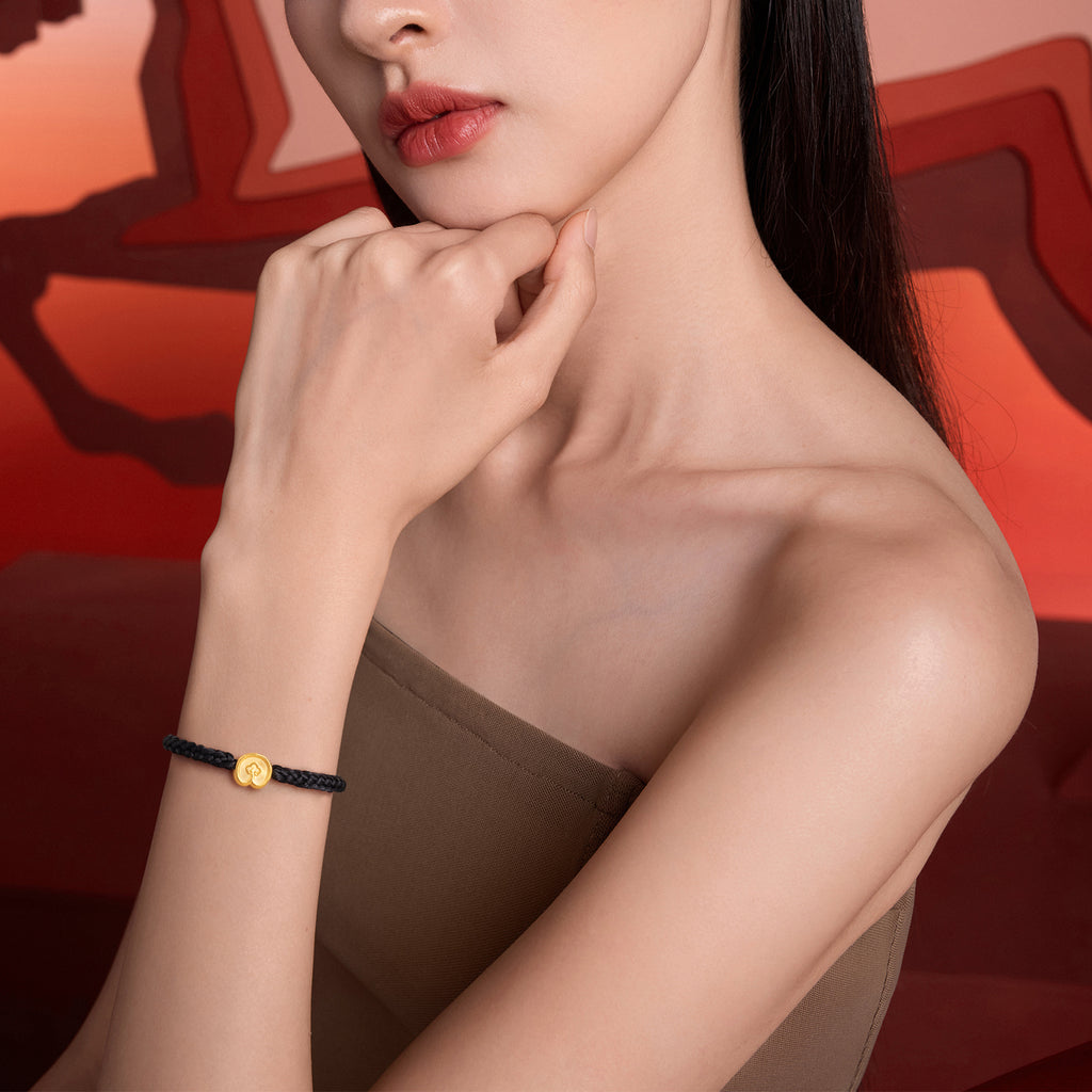 "Year of the Horse"  24K Gold String Bracelet 0.7-1g 18cm-24cm A1716117