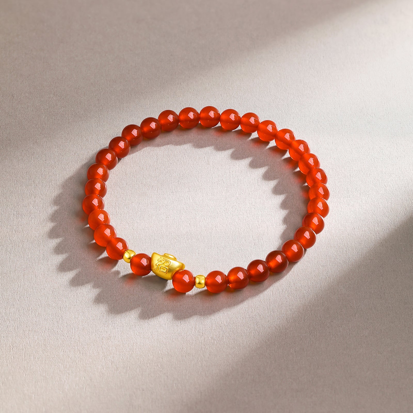 24K Gold Beaded Bracelet Agate 5-5.5mm Ingot 0.35-0.55g A1911585