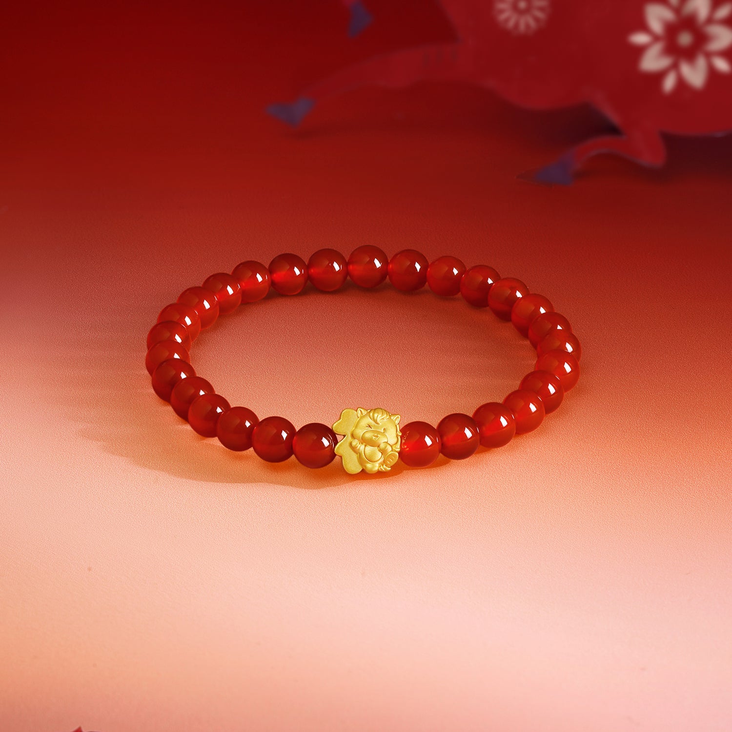 「馬年」24K金瑪瑙馬形手鐲，寓意吉祥，0.6-0.9克，17厘米，A1915770