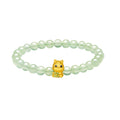 'Year of the Horse'  24K Gold Beaded Bracelet Prehnite Horse Clover 0.7-1g 17cm A1916023