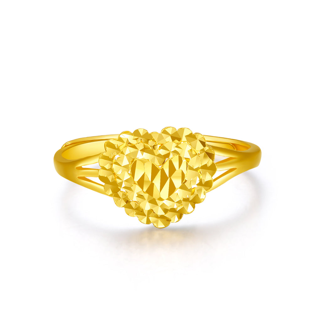 999 24K Gold Ring Heart 3.1-3.4g AA010848