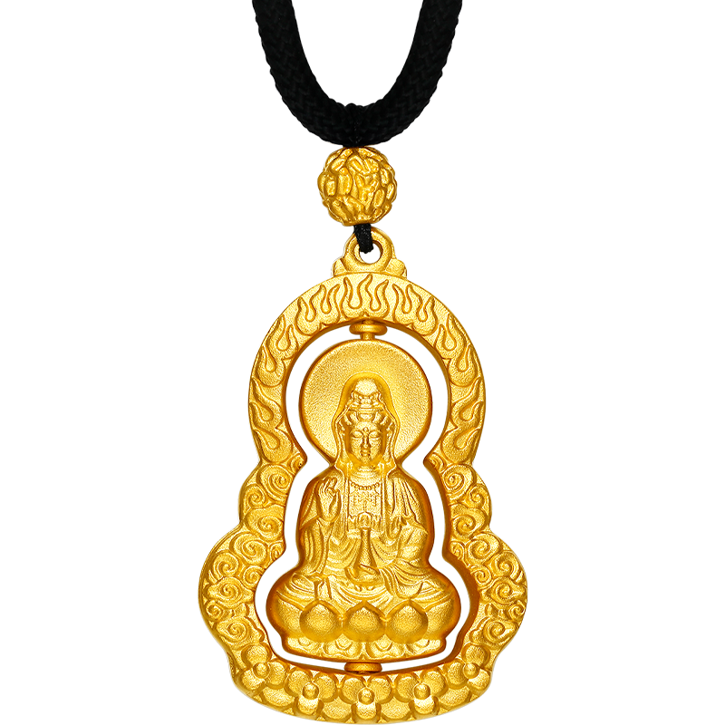 "Antiquity Gold" 999.9 24K Gold Pendant Necklace Buddha 21-22g AA043850