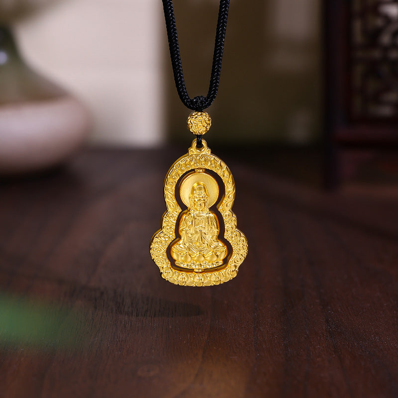 "Antiquity Gold" 999.9 24K Gold Pendant Necklace Buddha 21-22g AA043850