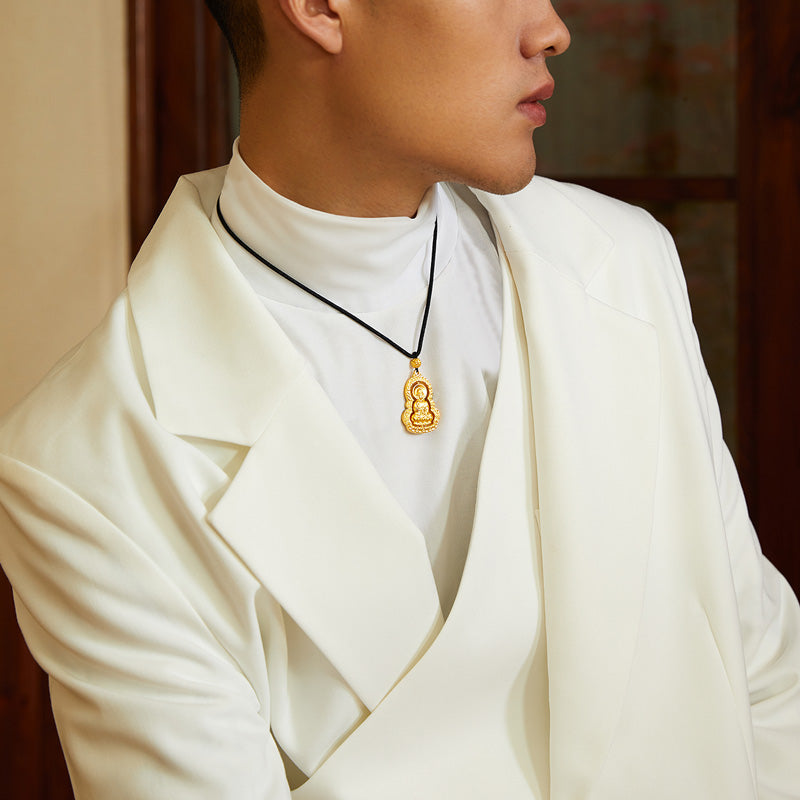 "Antiquity Gold" 999.9 24K Gold Pendant Necklace Buddha 21-22g AA043850