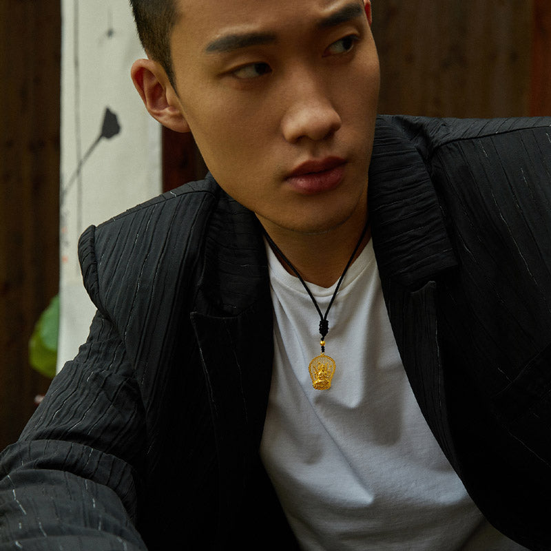 「古董金」999.9 24K金佛像吊墜項鍊，重5.5-6克，貨號AA043864