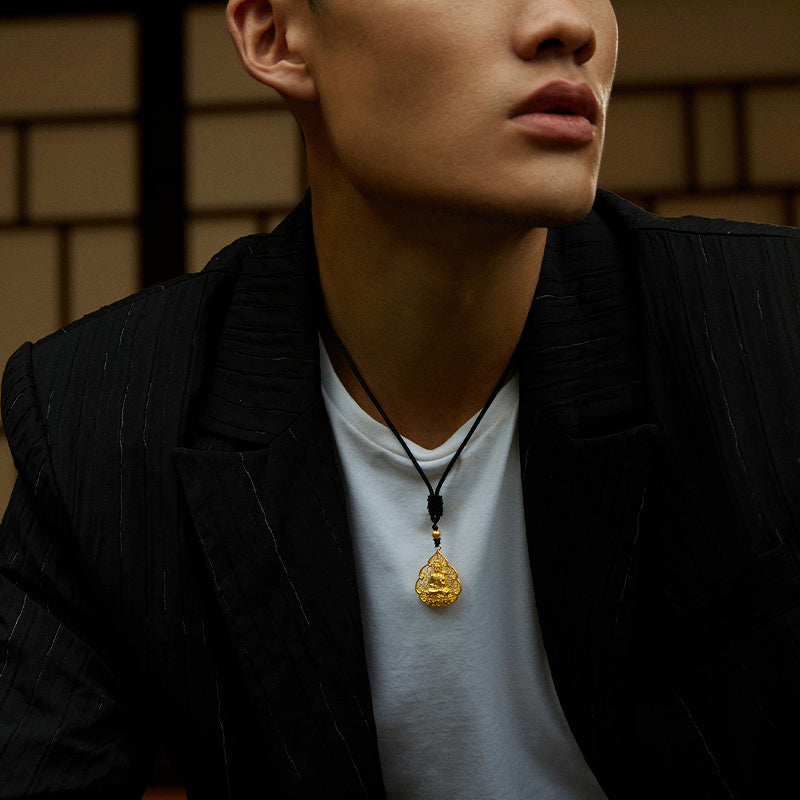 'Antiquity Gold' 999.9 24K Gold Pendant Necklace Buddha 4-4.5g AA043866