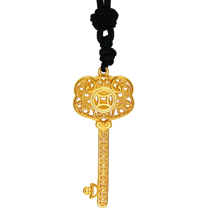'Antiquity Gold' 999.9 24K Gold Pendant Necklace Key 3.5-4g AA044042