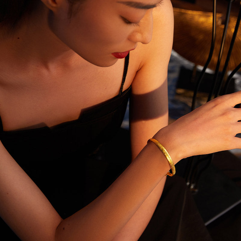 Antiquity Gold' 999.9 24K Gold Bangle Bracelet 31-34g AA104788