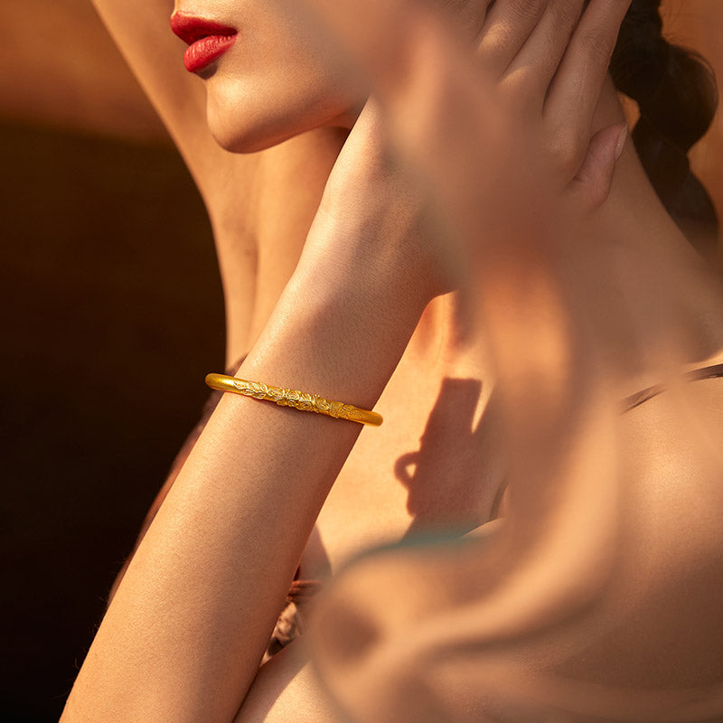 Antiquity Gold' 999.9 24K Gold Bangle Bracelet 36-39g AA105033