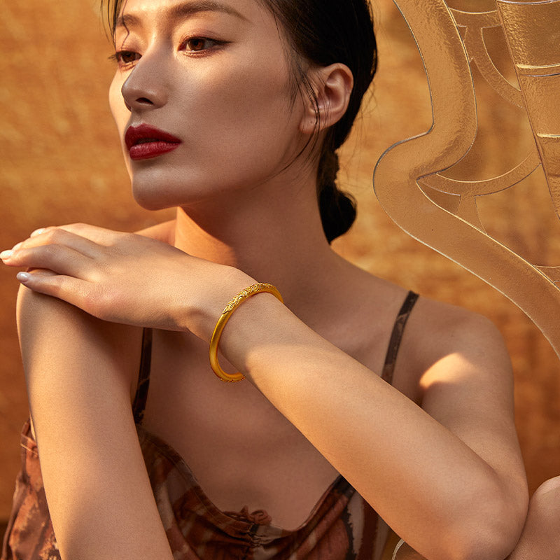 Antiquity Gold' 999.9 24K Gold Bangle Bracelet 36-39g AA105033