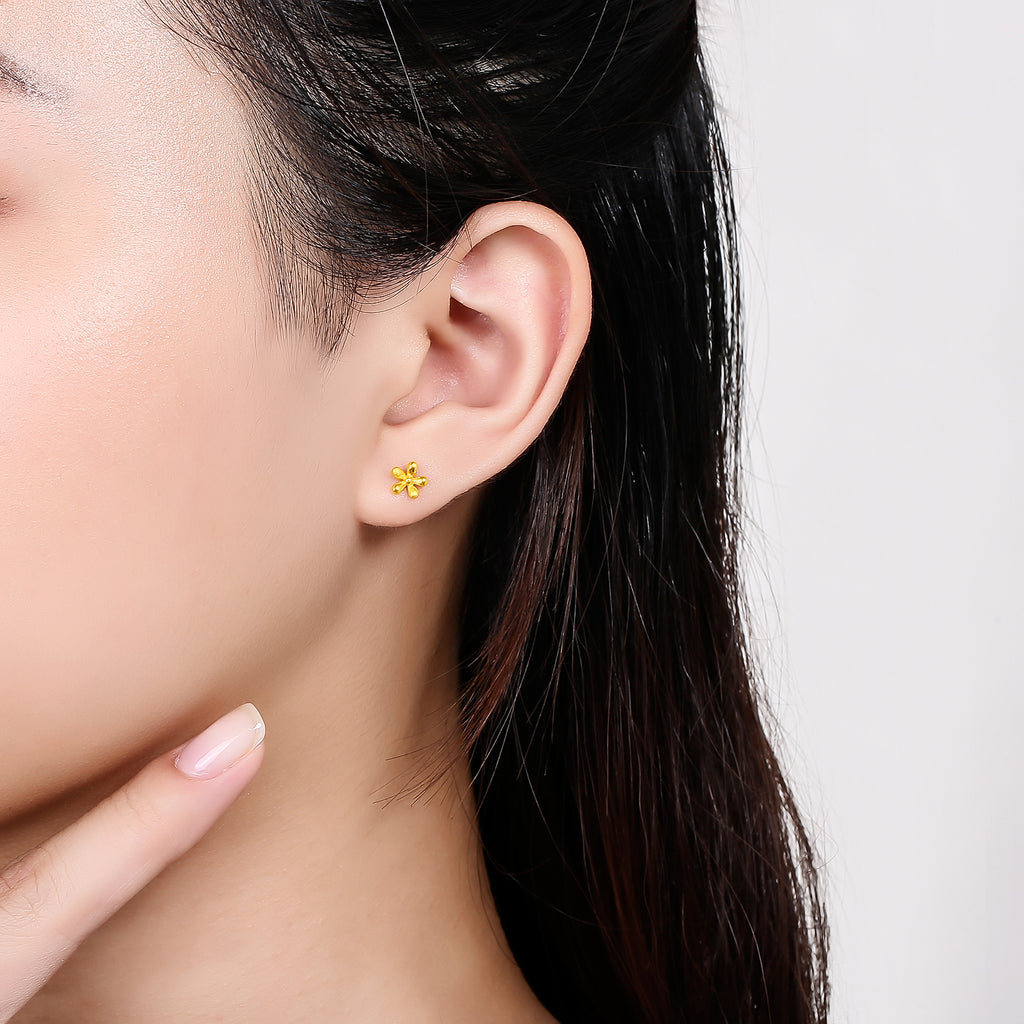 999 24K Gold Earrings Flower 0.8-1g AB093540