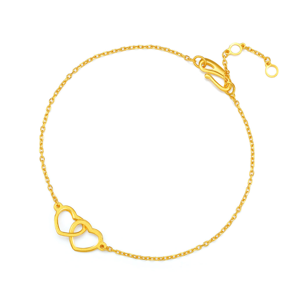 999 24K Gold Chain Bracelet Heart 2-2.4g AA076591