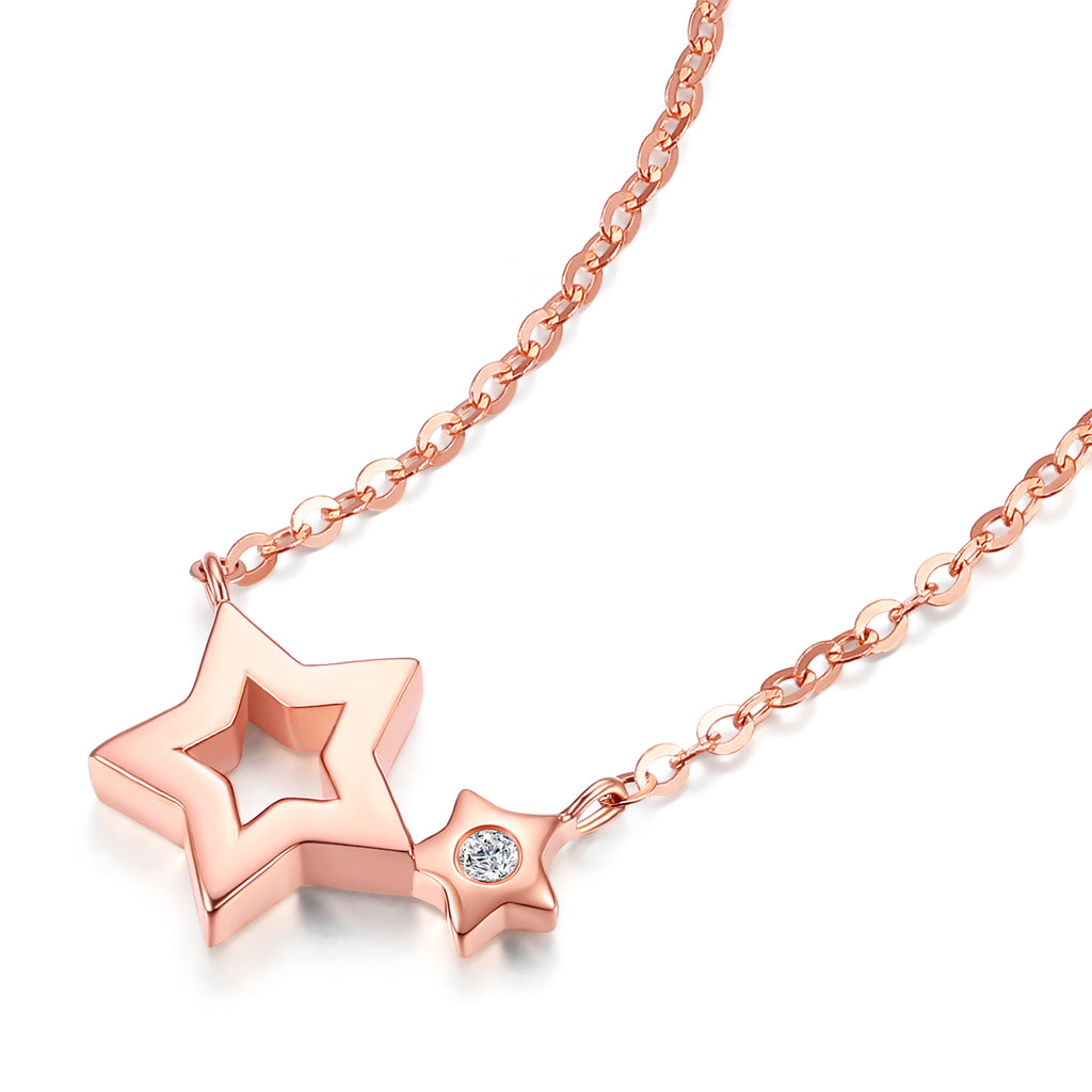 18K Rose Gold Pendant Necklace 0.01ct Star 0.6-0.9g KRDB067122