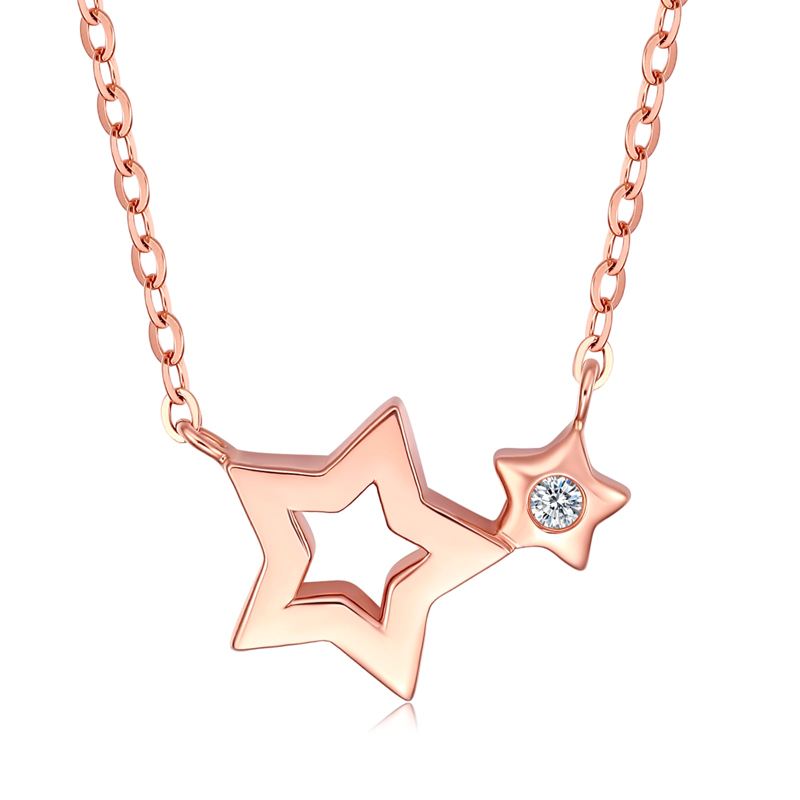 18K Rose Gold Pendant Necklace 0.01ct Star 0.6-0.9g KRDB067122