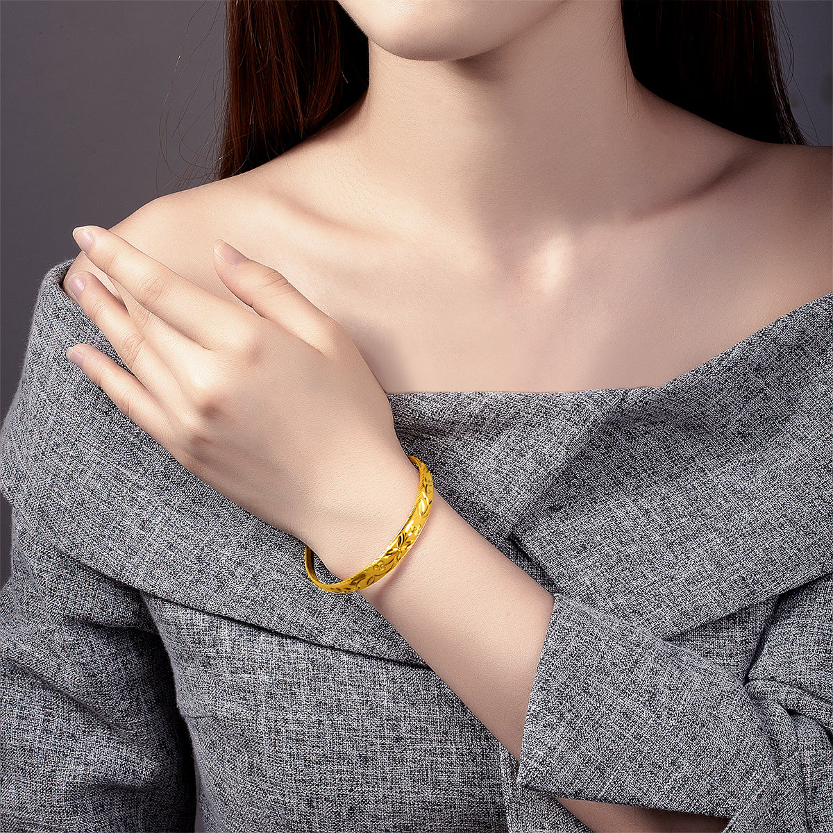 999 24K Gold Bangle Bracelet 28-30g AB102804