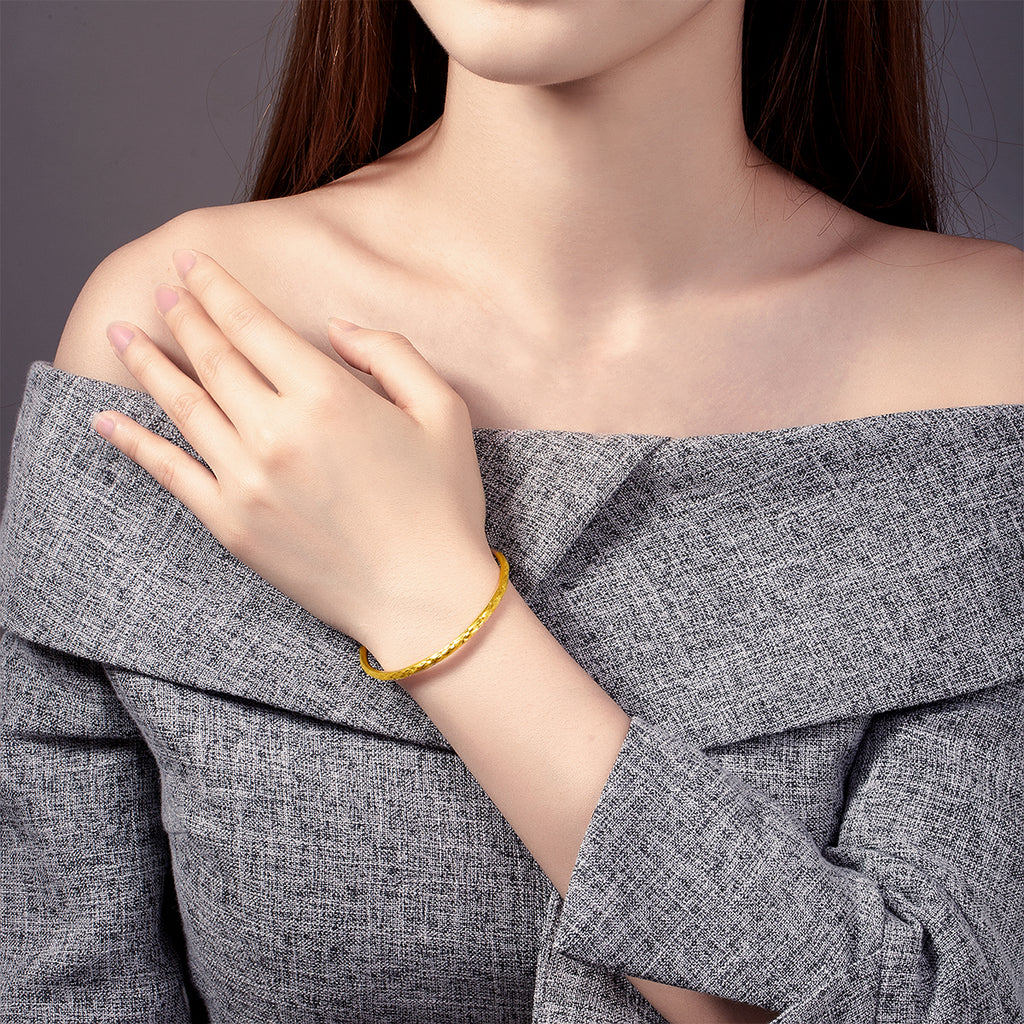 999 24K Gold Bangle Bracelet 15-17g AA102805