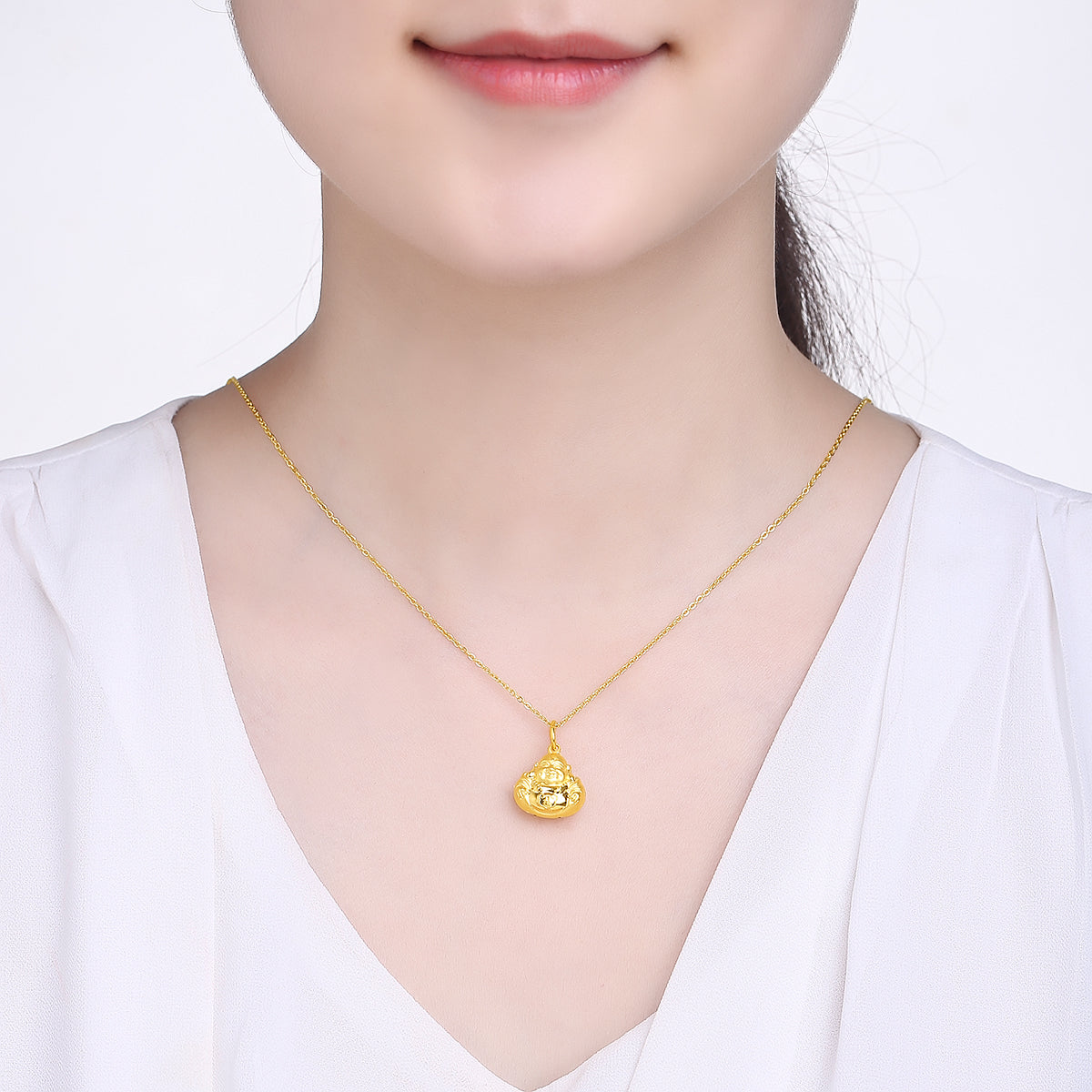 999 24K Gold Pendant Maitreya Buddha 2-2.3g AA041339