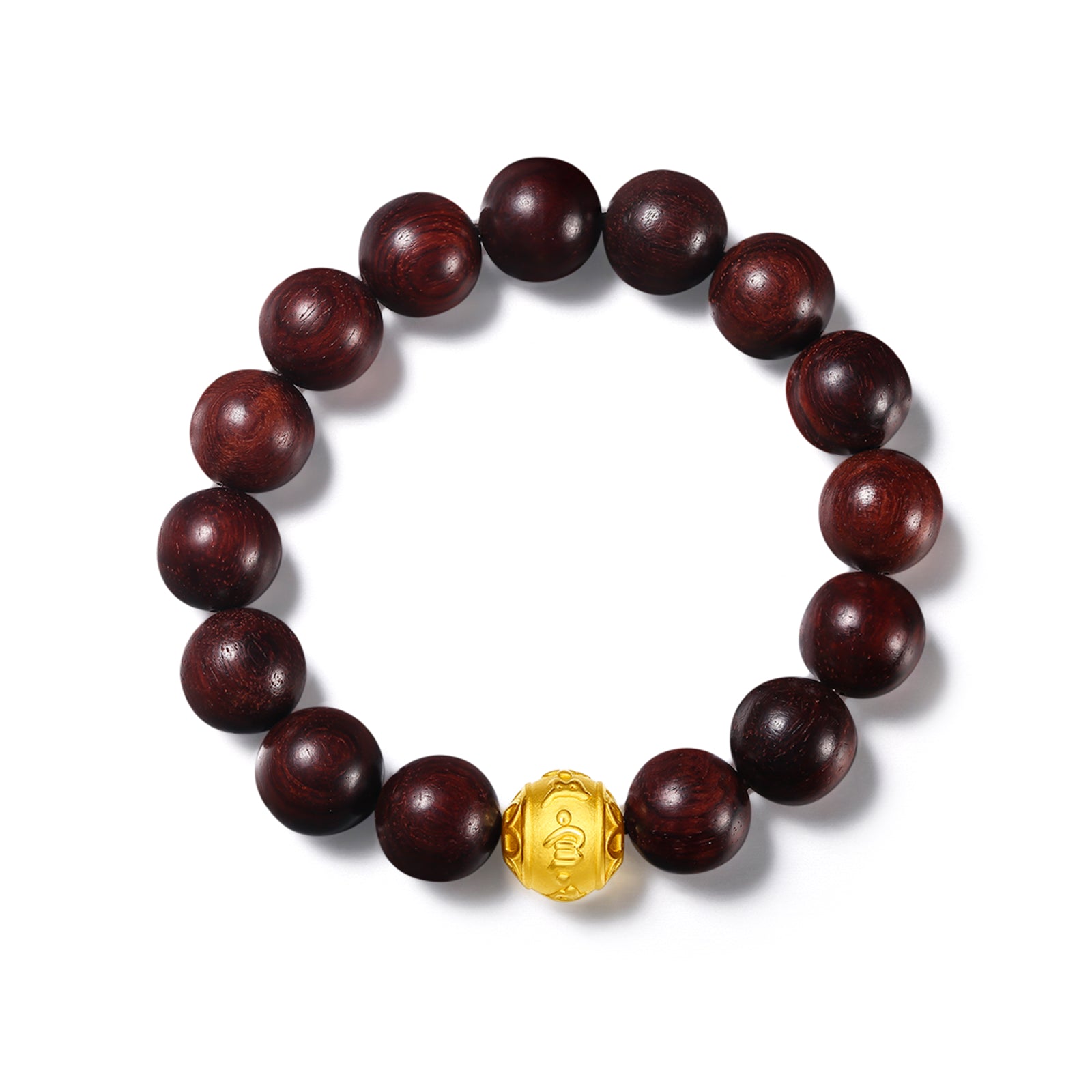 24K Gold Beaded Bracelet Sandalwood 12-12.5mm 0.9-1.3g ADXY192238