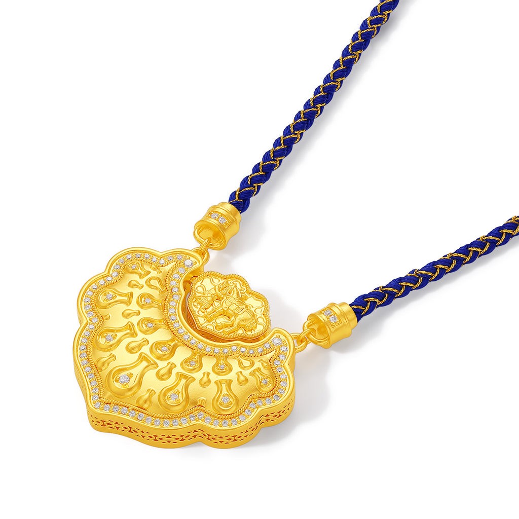 "Chinese Culture Collection - Dan Qing"999 24K Gold Pendant Diamond 0.0039ct 0.003ct Ruyi 32-37g W0449931