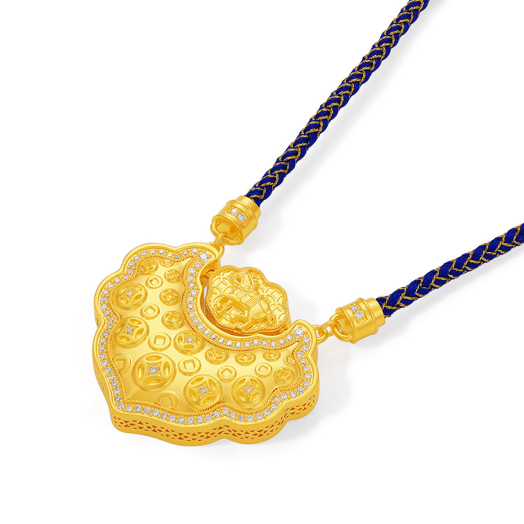 "Chinese Culture Collection - Dan Qing"999 24K Gold pendant 0.0038 ct 0.003ct Ruyi 32-37g W0449938