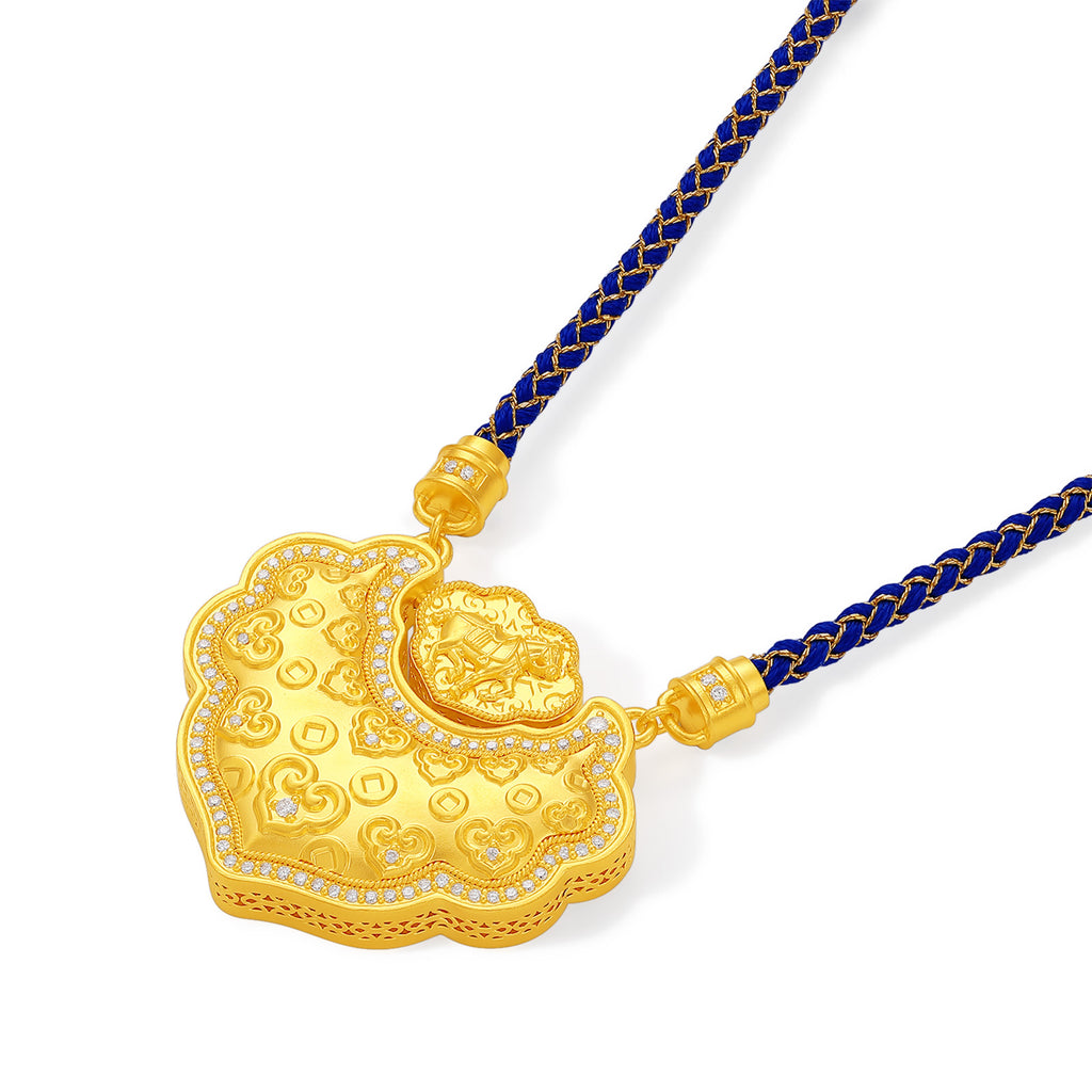 "Chinese Culture Collection - Dan Qing"999 24K Gold pendant 0.0038ct Ruyi 32-37g W0449936