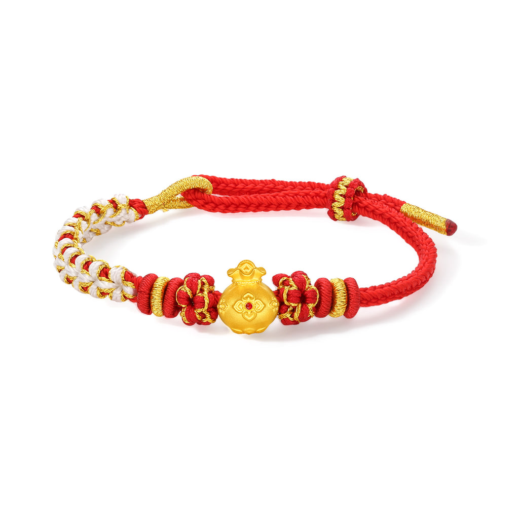 24K Gold String Bracelet Fortune Bag 0.7-1g A1750200