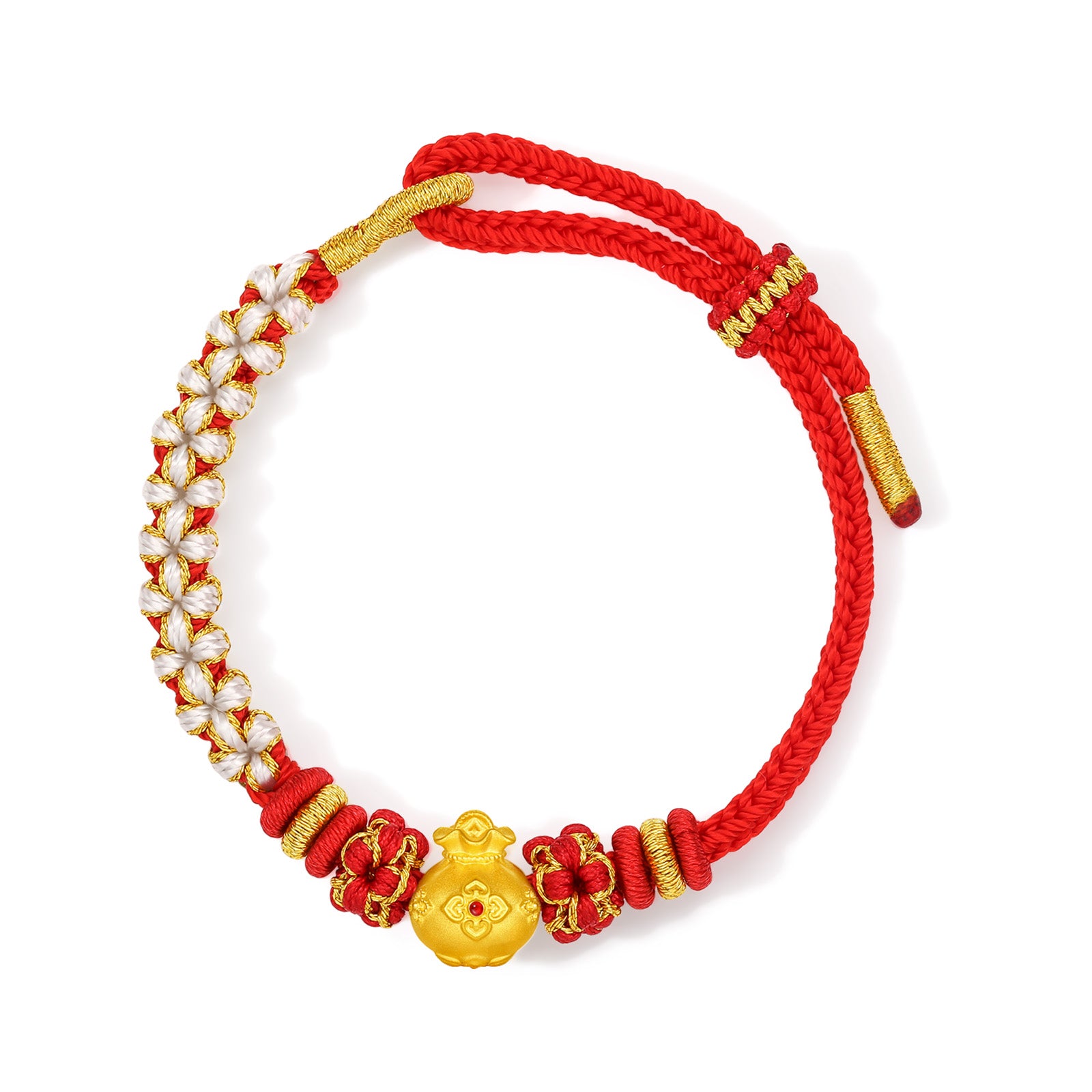 24K Gold String Bracelet Fortune Bag 0.7-1g A1750200